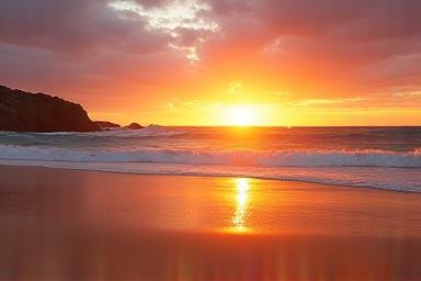 Stunning sunset landscape photo over an Australian beach, taken by an ASA student